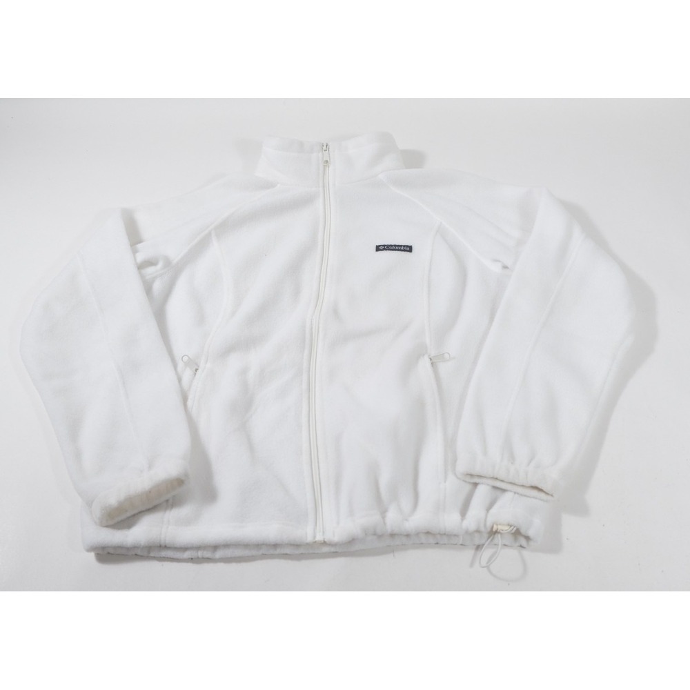 Columbia Jacket Women XL White Fleece Full Zip Benton Springs Mock Neck Outdoor